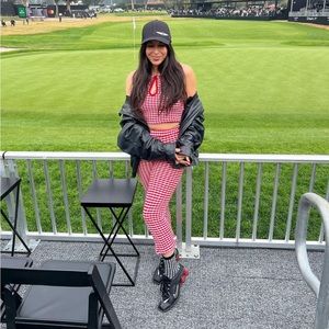 Red and white Zara checkered 2 piece